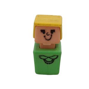 Vintage Playskool‎ McDonalds Restaurant Square People Woman Mom 1974 Green Shirt